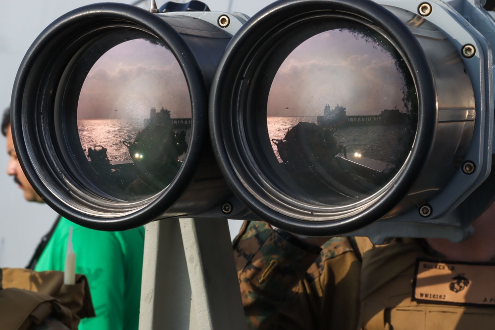 USS Green Bay provides sniper over watch for VBSS