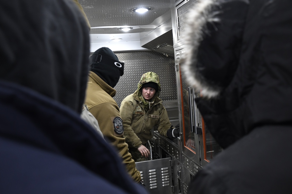 Services trains, tests, and serves up a Hot lunch on a Cold Day in February