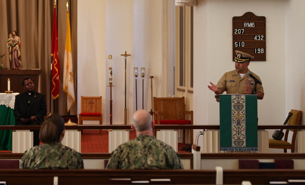 Nigeria native HM1 Nwagbara retires at Quantico Chapel