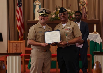 Nigeria native HM1 Nwagbara retires at Quantico Chapel