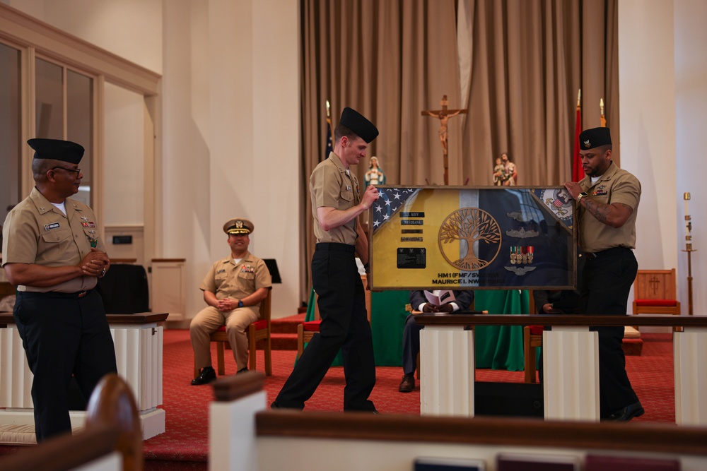 Nigeria native HM1 Nwagbara retires at Quantico Chapel