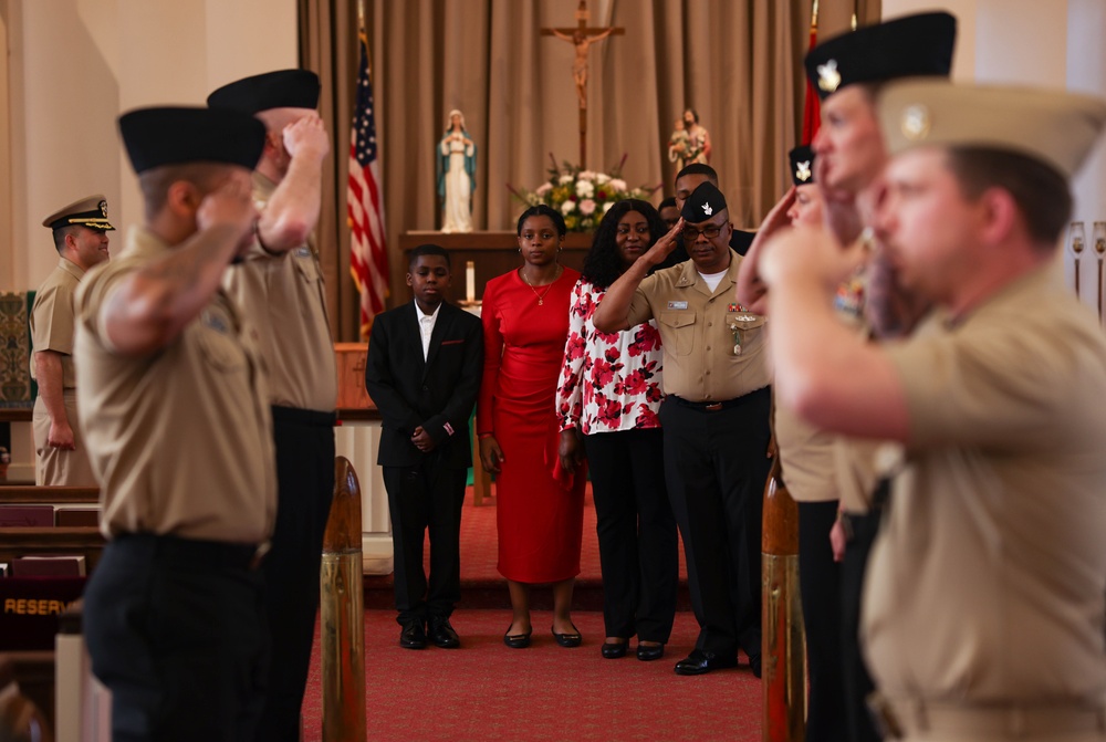 Nigeria native HM1 Nwagbara retires at Quantico Chapel