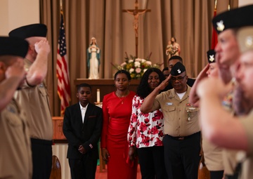 Nigeria native HM1 Nwagbara retires at Quantico Chapel