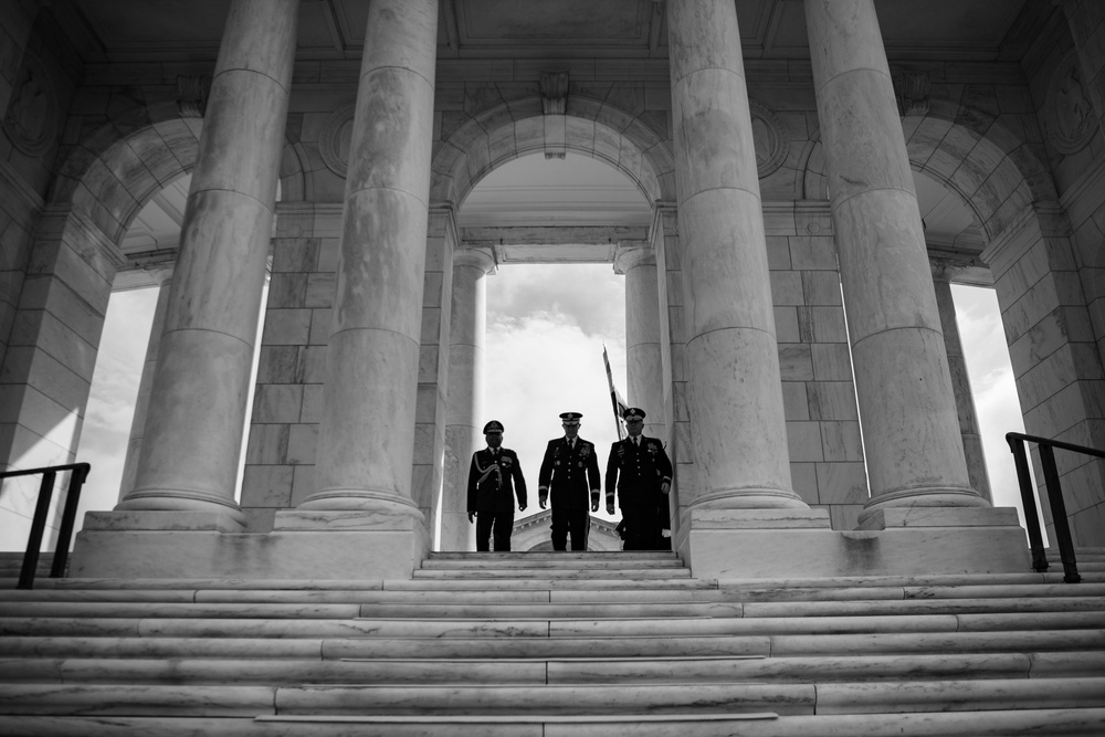 Chief of Staff of the India Army Gen. Manoj Pande Participates in an Army Full Honors Wreath-Laying Ceremony at the Tomb of the Unknown Soldier