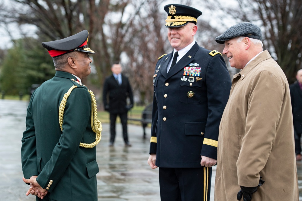 Chief of Staff of the India Army Gen. Manoj Pande Participates in an Army Full Honors Wreath-Laying Ceremony at the Tomb of the Unknown Soldier