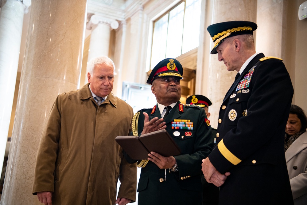 Chief of Staff of the India Army Gen. Manoj Pande Participates in an Army Full Honors Wreath-Laying Ceremony at the Tomb of the Unknown Soldier