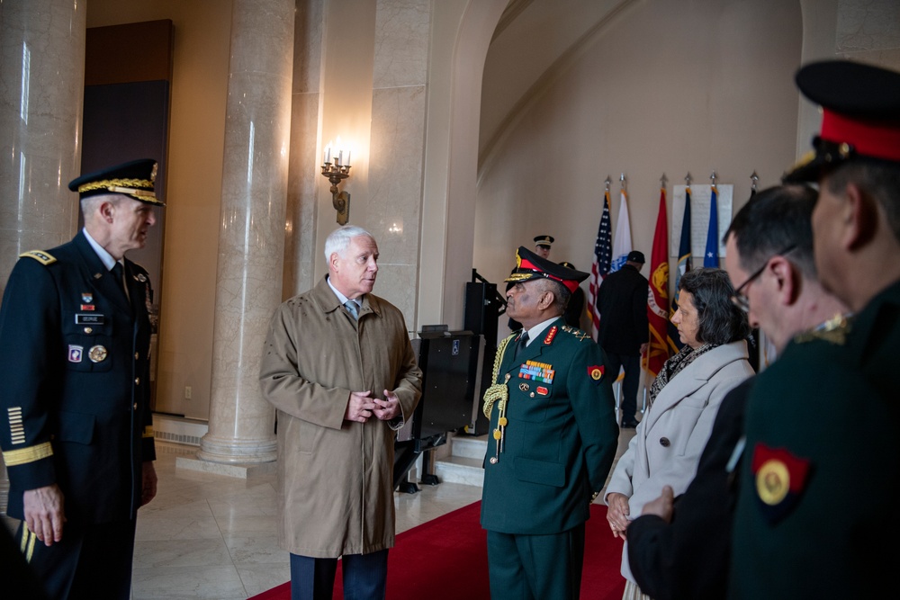 Chief of Staff of the India Army Gen. Manoj Pande Participates in an Army Full Honors Wreath-Laying Ceremony at the Tomb of the Unknown Soldier