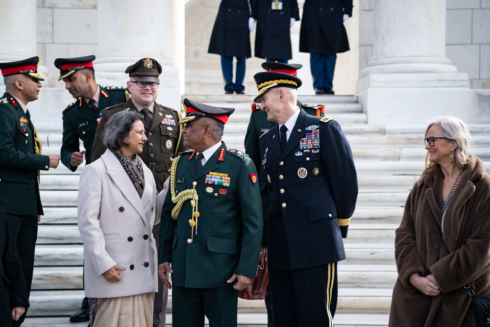 Chief of Staff of the India Army Gen. Manoj Pande Participates in an Army Full Honors Wreath-Laying Ceremony at the Tomb of the Unknown Soldier