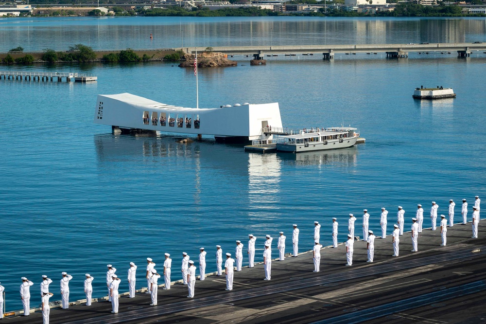 USS Carl Vinson (CVN 70) Pulls into Pearl Harbor for a Scheduled Port Visit