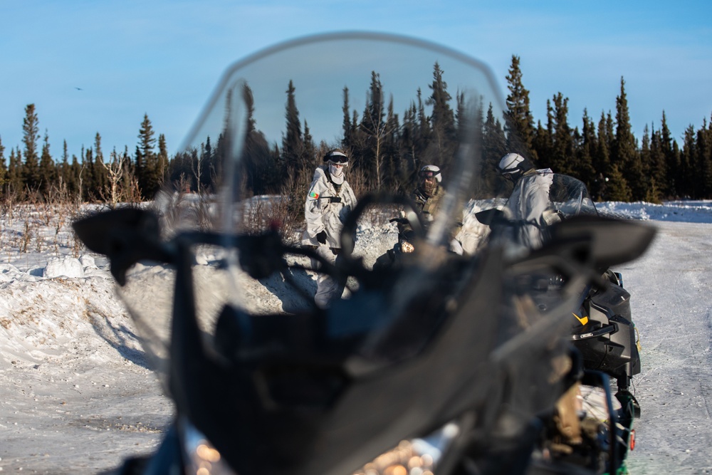 11th Airborne Division OPFOR Distribute Supplies on Snow Machines during JPMRC 24-02