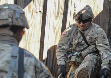 Civil Affairs Soldier readies stretcher for casualty evacuation during a training exercise