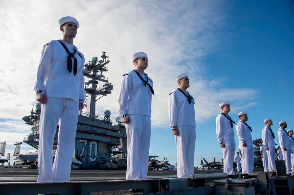 USS Carl Vinson (CVN 70) Pulls into Pearl Harbor for a Scheduled Port Visit