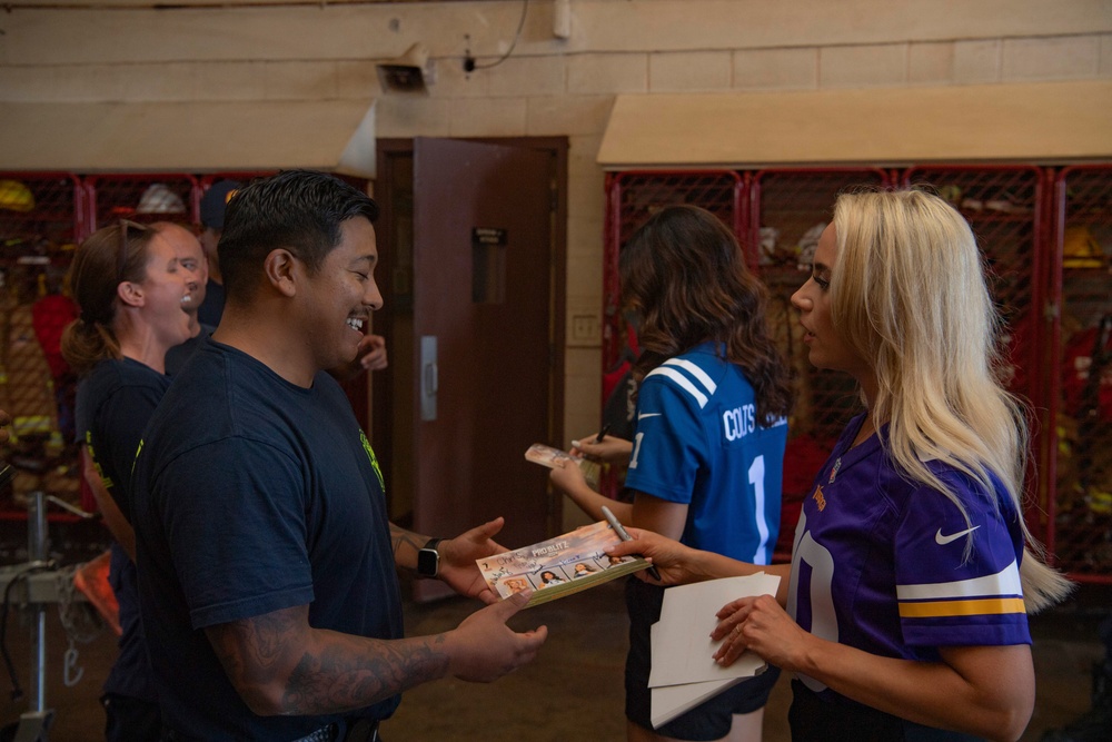 NFL Cheer Leaders with Armed Forces Entertainment Visit Pacific Missile Range Facility (PMRF)