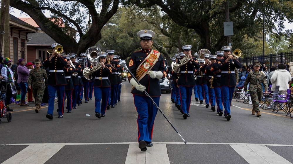 2d Marine Division Band Performs in the Krewe of Zulu Parade 2024