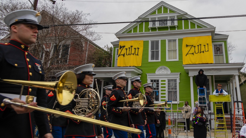 2d Marine Division Band Performs in the Krewe of Zulu Parade 2024