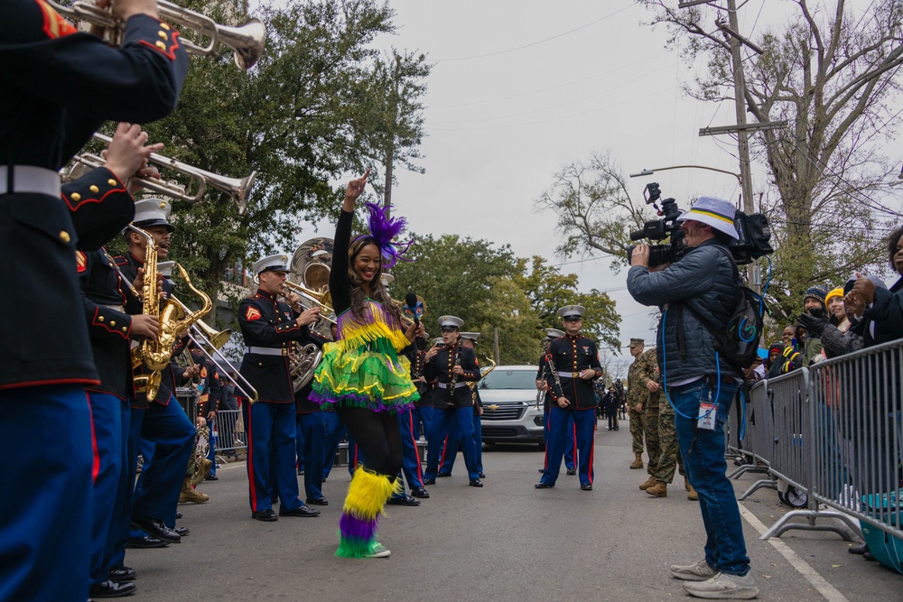 2d Marine Division Band Performs in the Krewe of Zulu Parade 2024