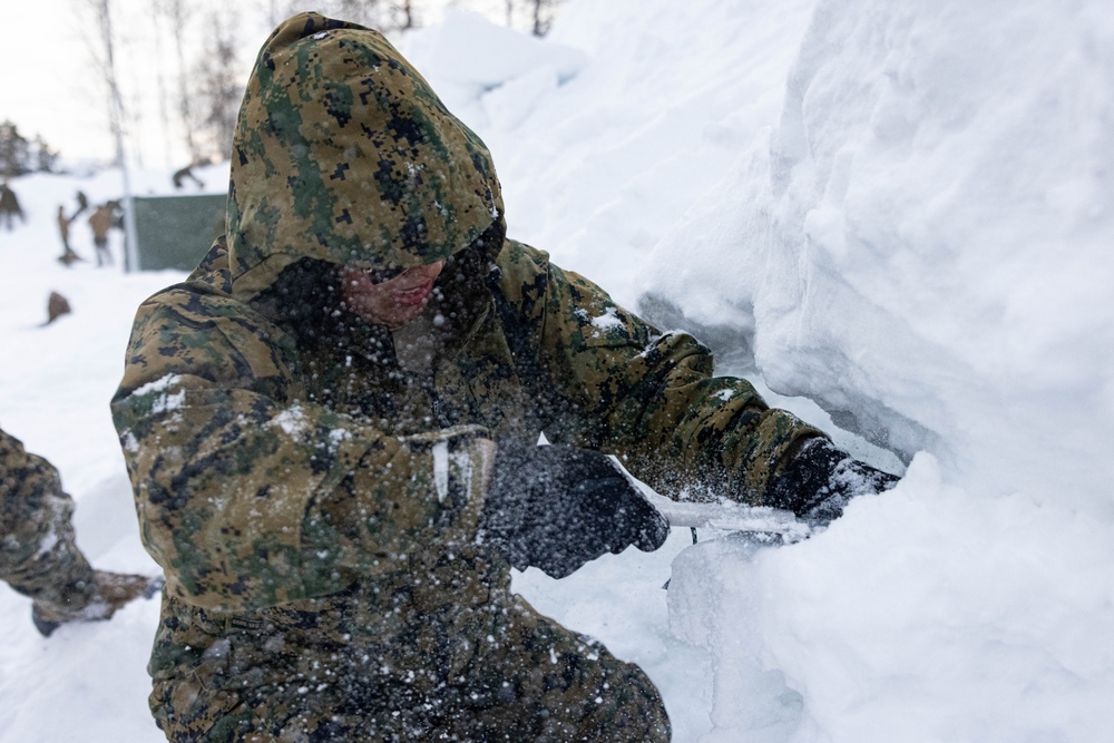 U.S. Marines with 2nd Marine Aircraft Wing conduct four-day cold-weather training course