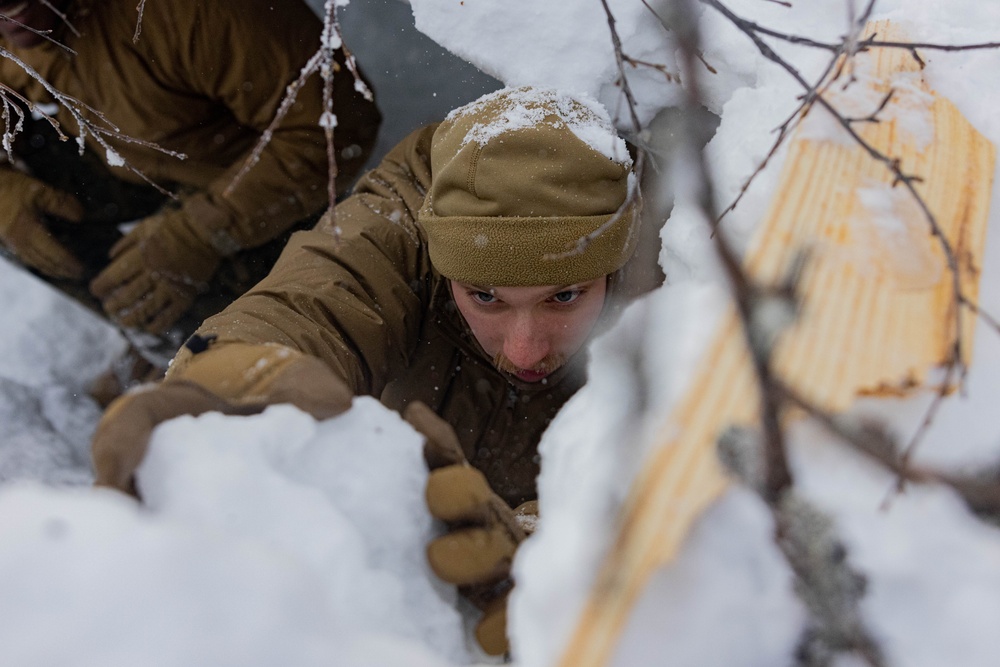 U.S. Marines with 2nd Marine Aircraft Wing conduct four-day cold-weather training course