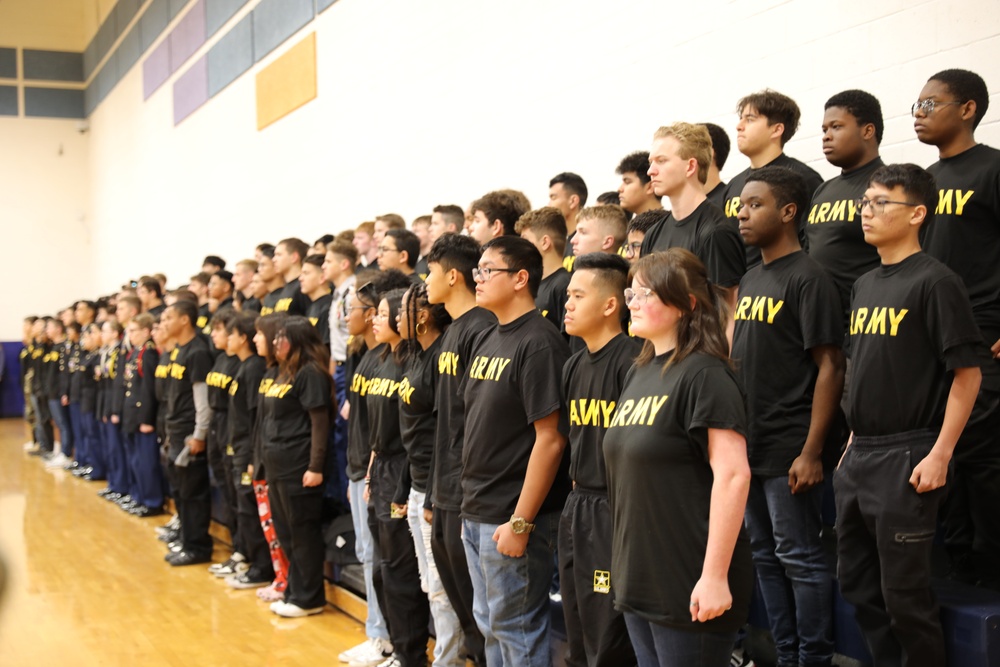 Joint Armed Forces Color Guard Connect With JROTC Students in Las Vegas