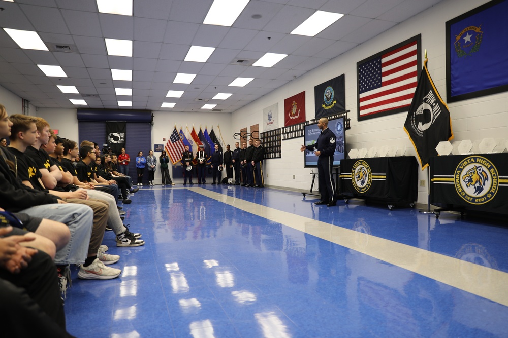 Joint Armed Forces Color Guard Connect With JROTC Students in Las Vegas