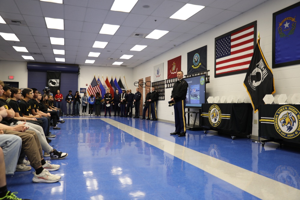 Joint Armed Forces Color Guard Connect With JROTC Students in Las Vegas