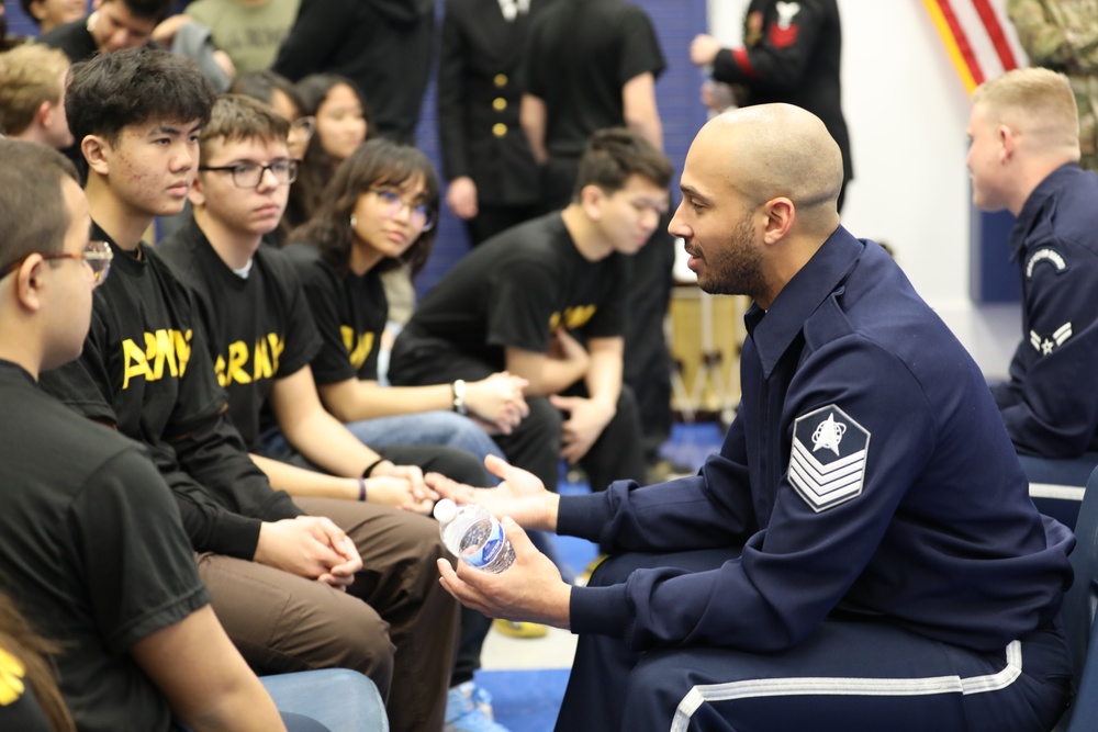 Joint Armed Forces Color Guard Connect With JROTC Students in Las Vegas