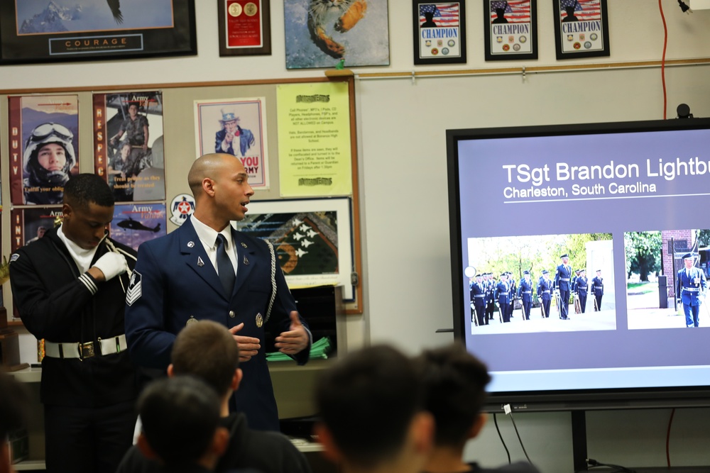 Joint Armed Forces Color Guard Connect With JROTC Students in Las Vegas