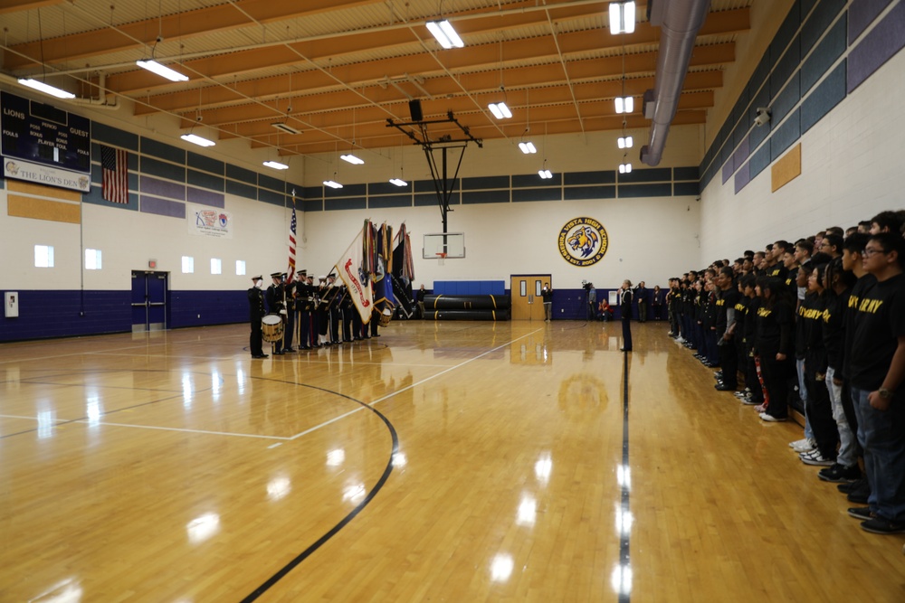 Joint Armed Forces Color Guard Connect With JROTC Students in Las Vegas