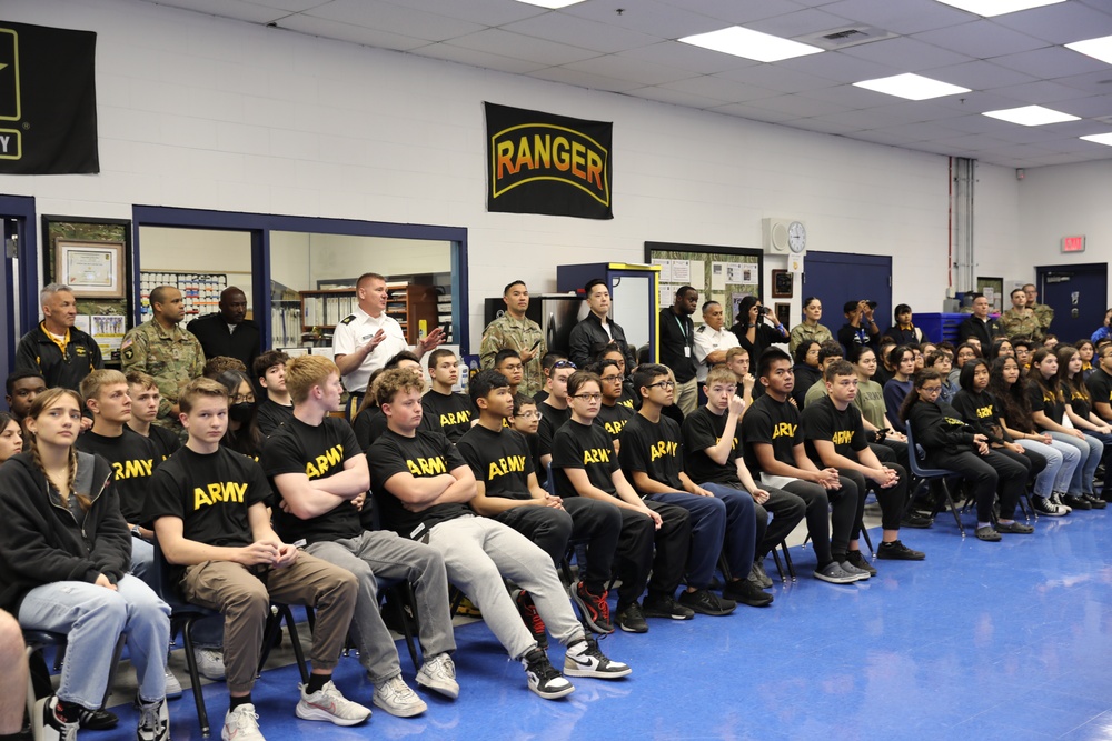 Joint Armed Forces Color Guard Connect With JROTC Students in Las Vegas