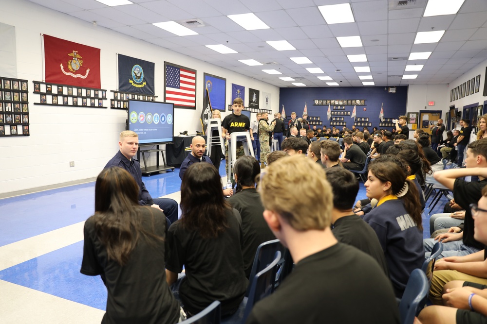 Joint Armed Forces Color Guard Connect With JROTC Students in Las Vegas