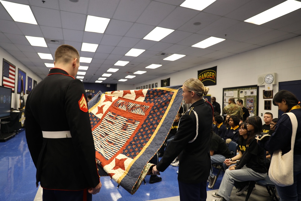 Joint Armed Forces Color Guard Connect With JROTC Students in Las Vegas