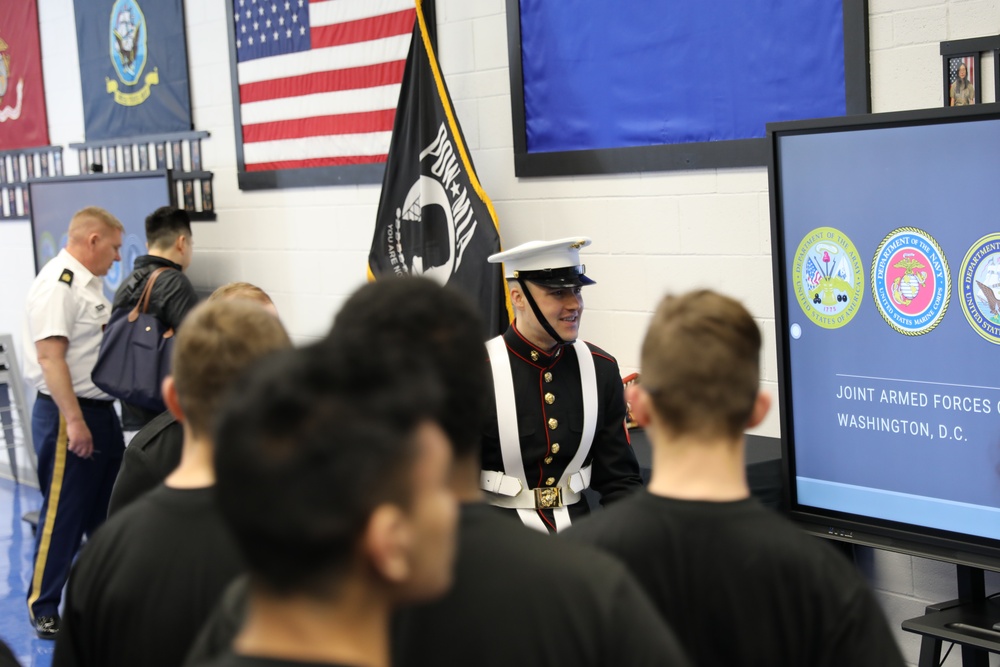 Joint Armed Forces Color Guard Connect With JROTC Students in Las Vegas