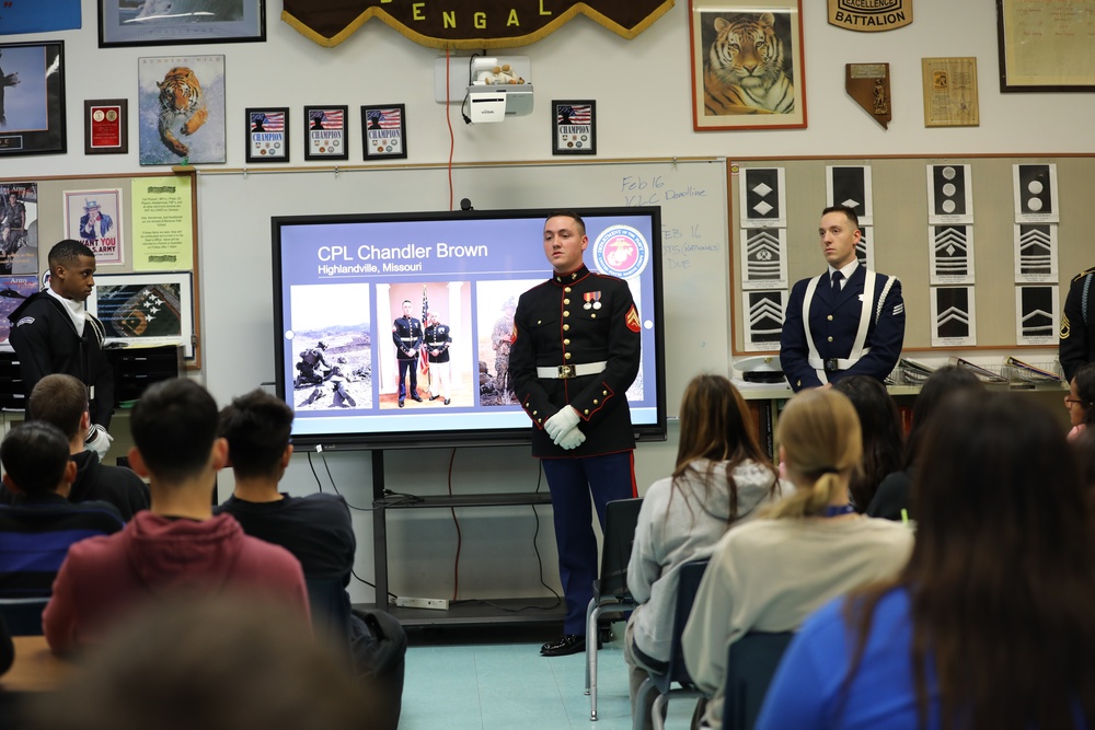 Joint Armed Forces Color Guard Connect With JROTC Students in Las Vegas