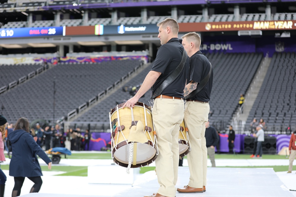 Joint Armed Forces Color Guard Rehearses Before Super Bowl LVIII