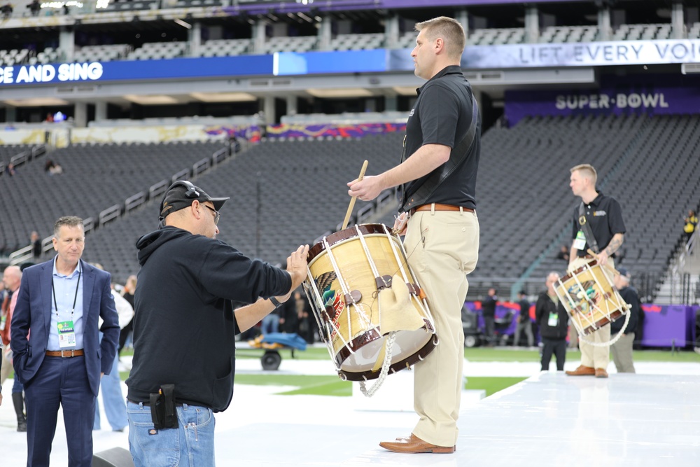 Joint Armed Forces Color Guard Rehearses Before Super Bowl LVIII