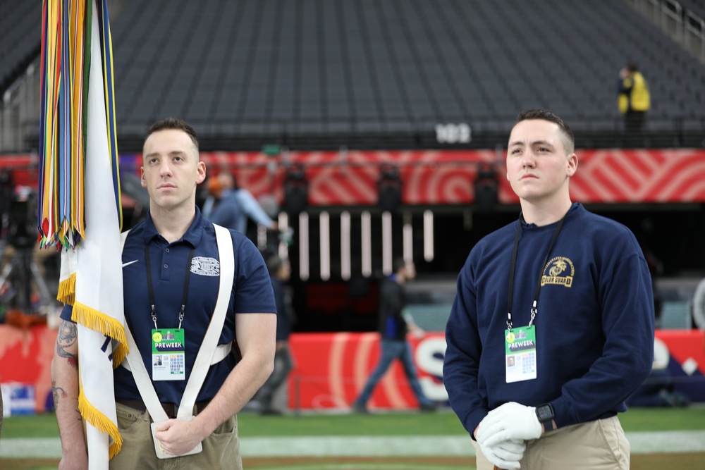 Joint Armed Forces Color Guard Rehearses Before Super Bowl LVIII