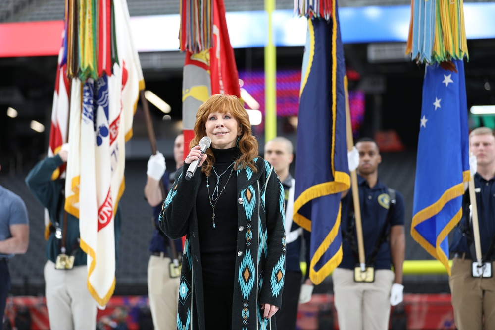 Joint Armed Forces Color Guard Rehearses Before Super Bowl LVIII