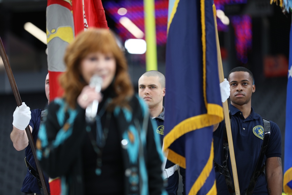 Joint Armed Forces Color Guard Rehearses Before Super Bowl LVIII