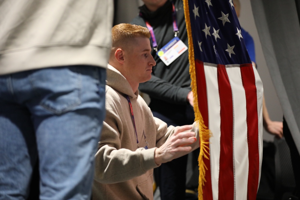 Joint Armed Forces Color Guard Presents the Colors Before Super Bowl LVIII