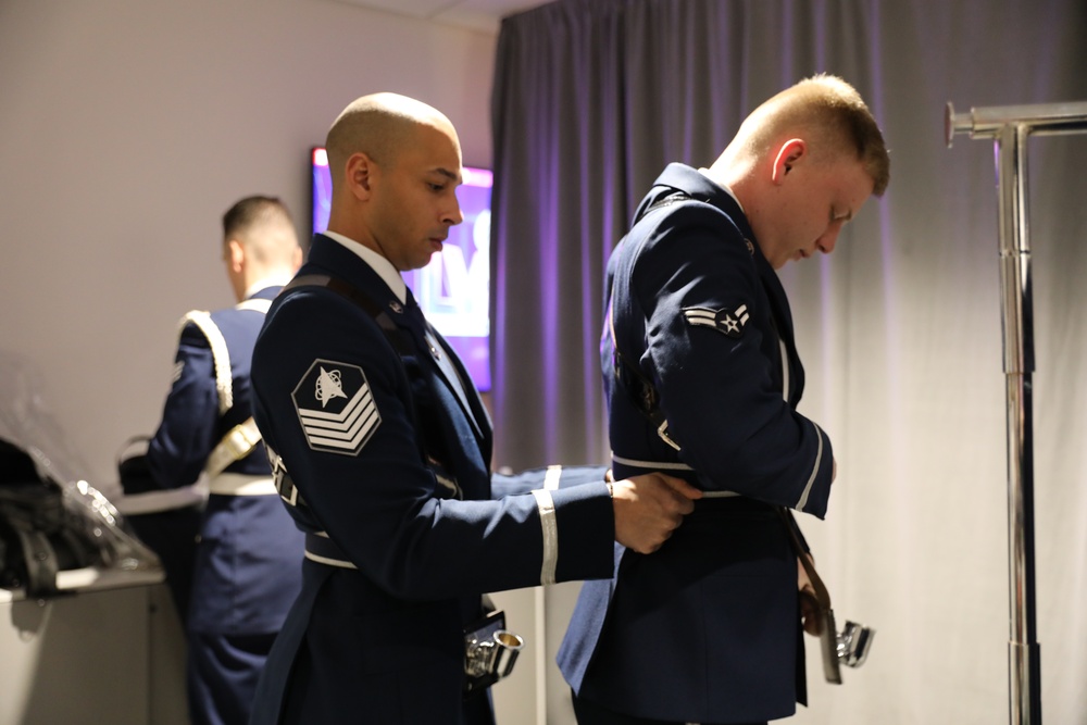 Joint Armed Forces Color Guard Presents the Colors Before Super Bowl LVIII