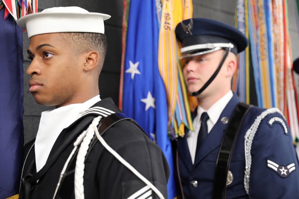 Joint Armed Forces Color Guard Presents the Colors Before Super Bowl LVIII