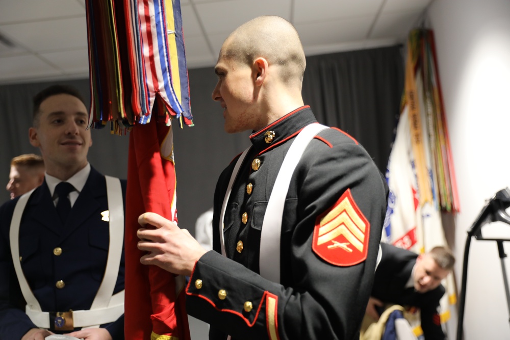 Joint Armed Forces Color Guard Presents the Colors Before Super Bowl LVIII