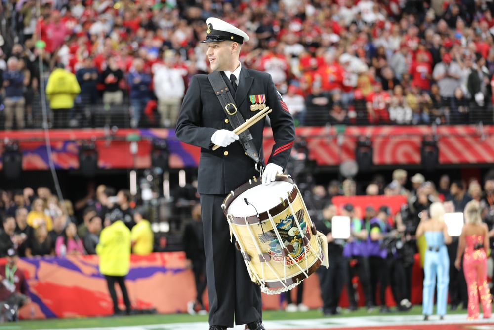 Joint Armed Forces Color Guard Presents the Colors Before Super Bowl LVIII