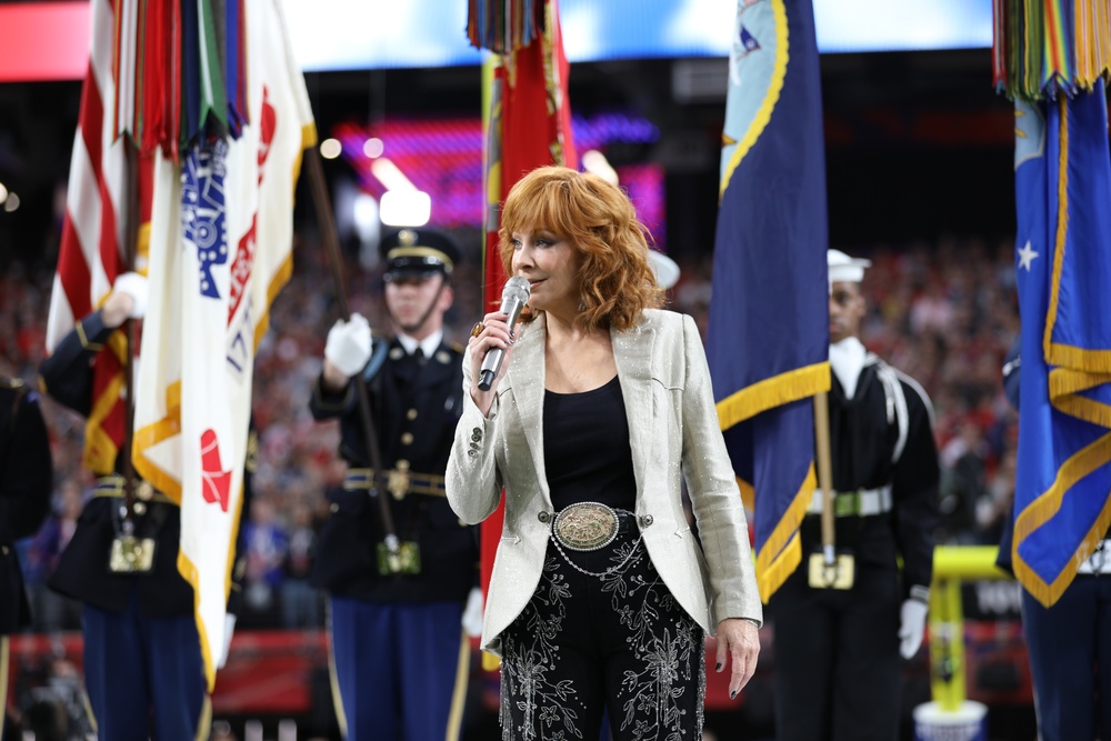 Joint Armed Forces Color Guard Presents the Colors Before Super Bowl LVIII