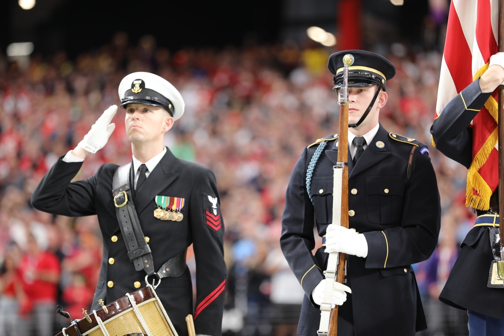 Joint Armed Forces Color Guard Presents the Colors Before Super Bowl LVIII