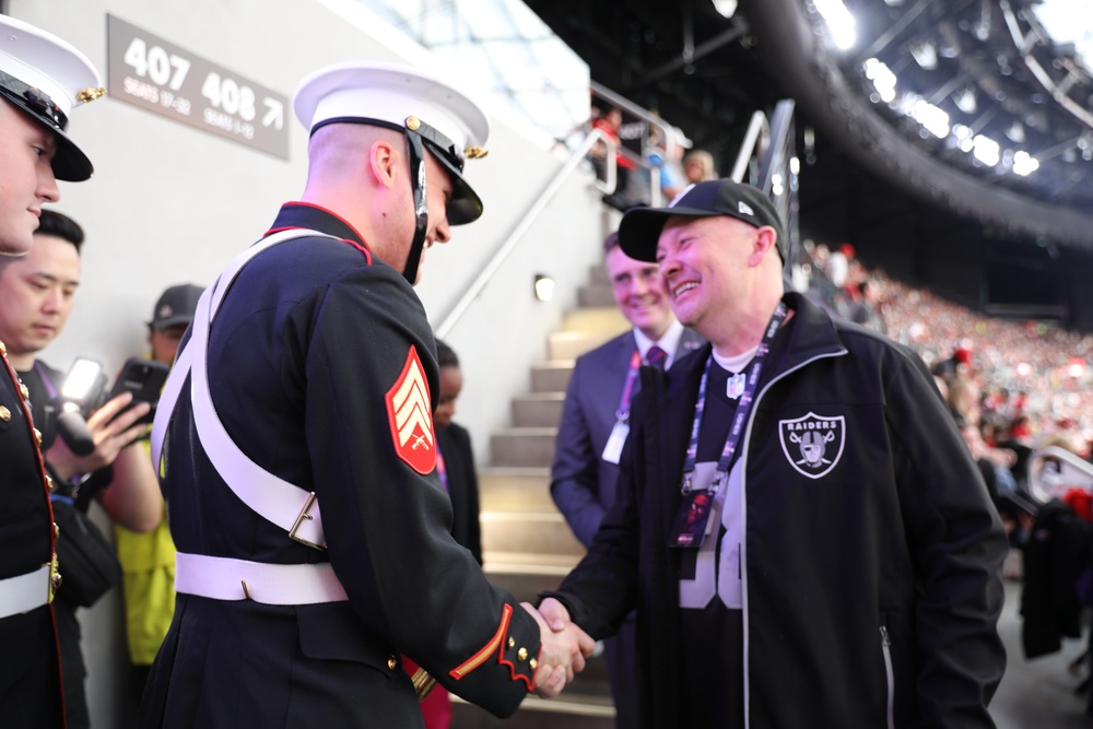 Joint Armed Forces Color Guard Presents the Colors Before Super Bowl LVIII