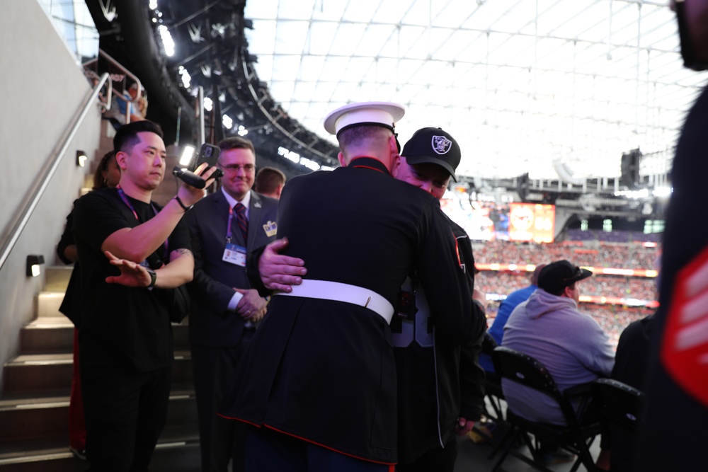 Joint Armed Forces Color Guard Presents the Colors Before Super Bowl LVIII