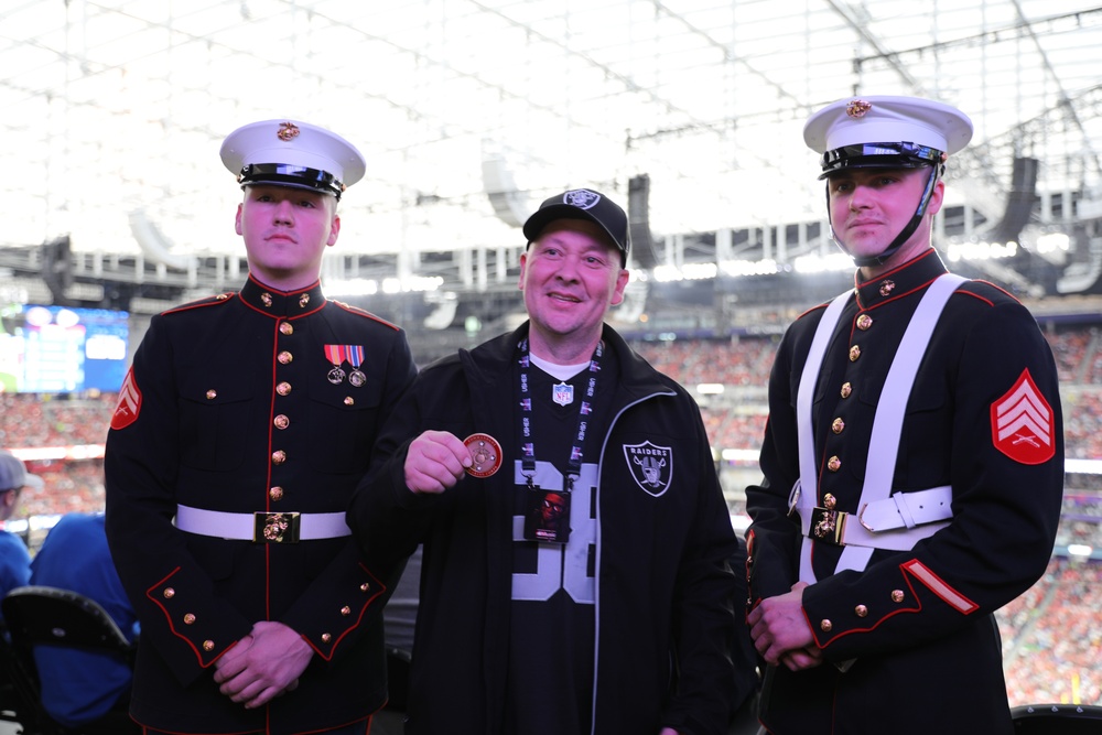 Joint Armed Forces Color Guard Presents the Colors Before Super Bowl LVIII