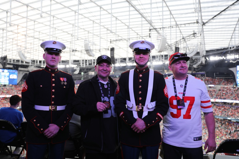 Joint Armed Forces Color Guard Presents the Colors Before Super Bowl LVIII