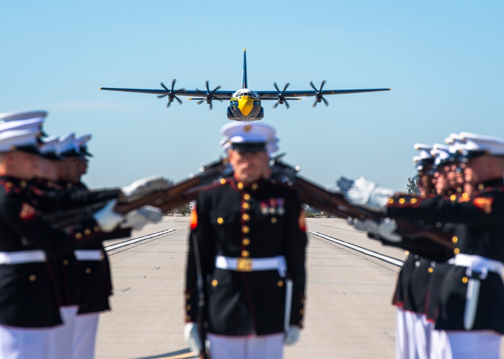 Fat Albert Flies Over Silent Drill Platoon